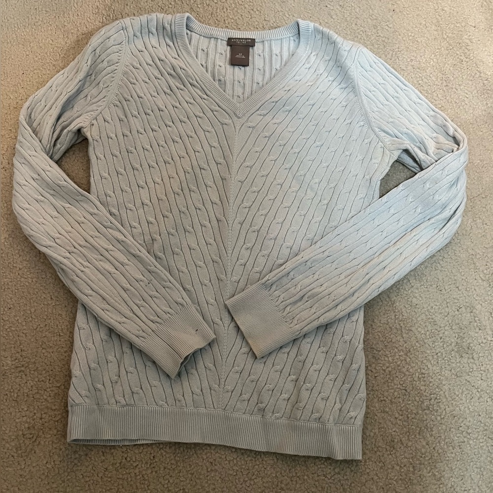 Ann Taylor Petites Patterned Sweater - Light Blue - Small Petitie
